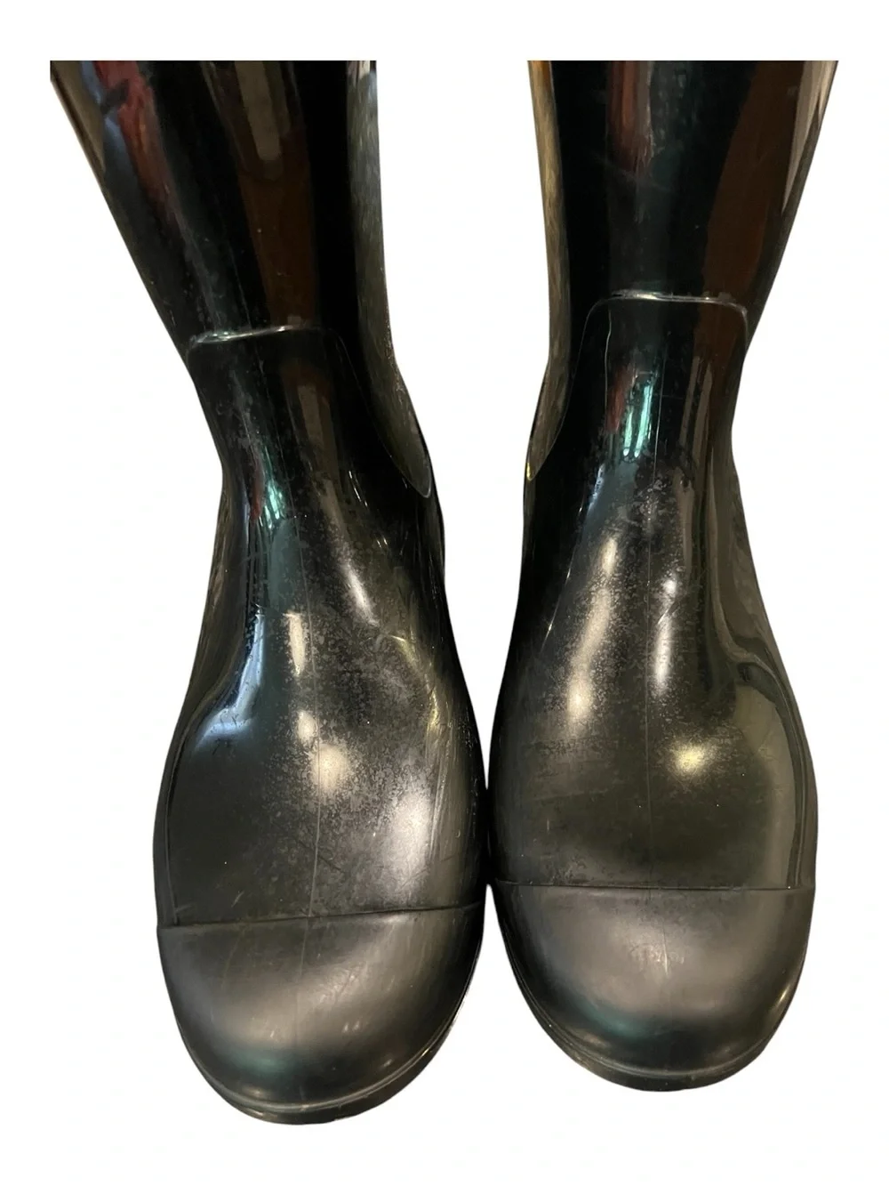 Minimalist Ugg Sienna Glossy Black Waterproof Rain Boots Fur Insole Size 9 Women
